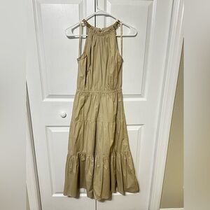 Khaki Spring/Summer Tiered Dress with Gold Details | Michael Kors